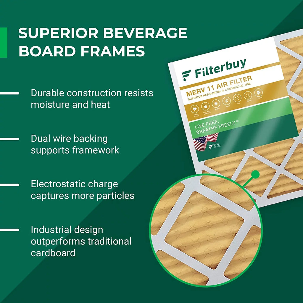 Filterbuy 10x25x4 MERV 11 Pleated HVAC AC Furnace Air Filters (4-Pack)