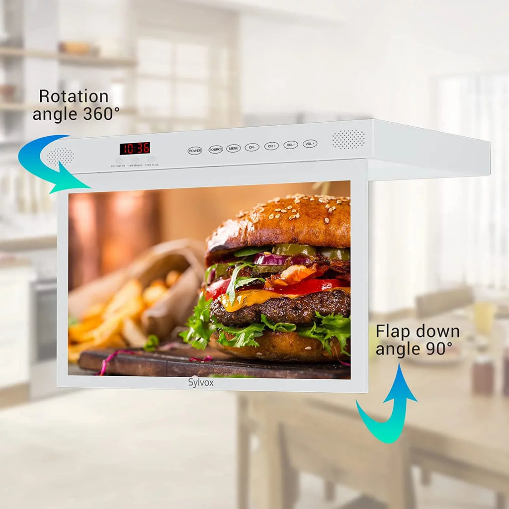 SizeYLVOX 15.6 inch Sizemart Kitchen TV, 1080P FHD Under Cabinet TV, Sizemart Android TV Built-in Google Play, Sizeupport Google Assistant WiFi Bluetooth