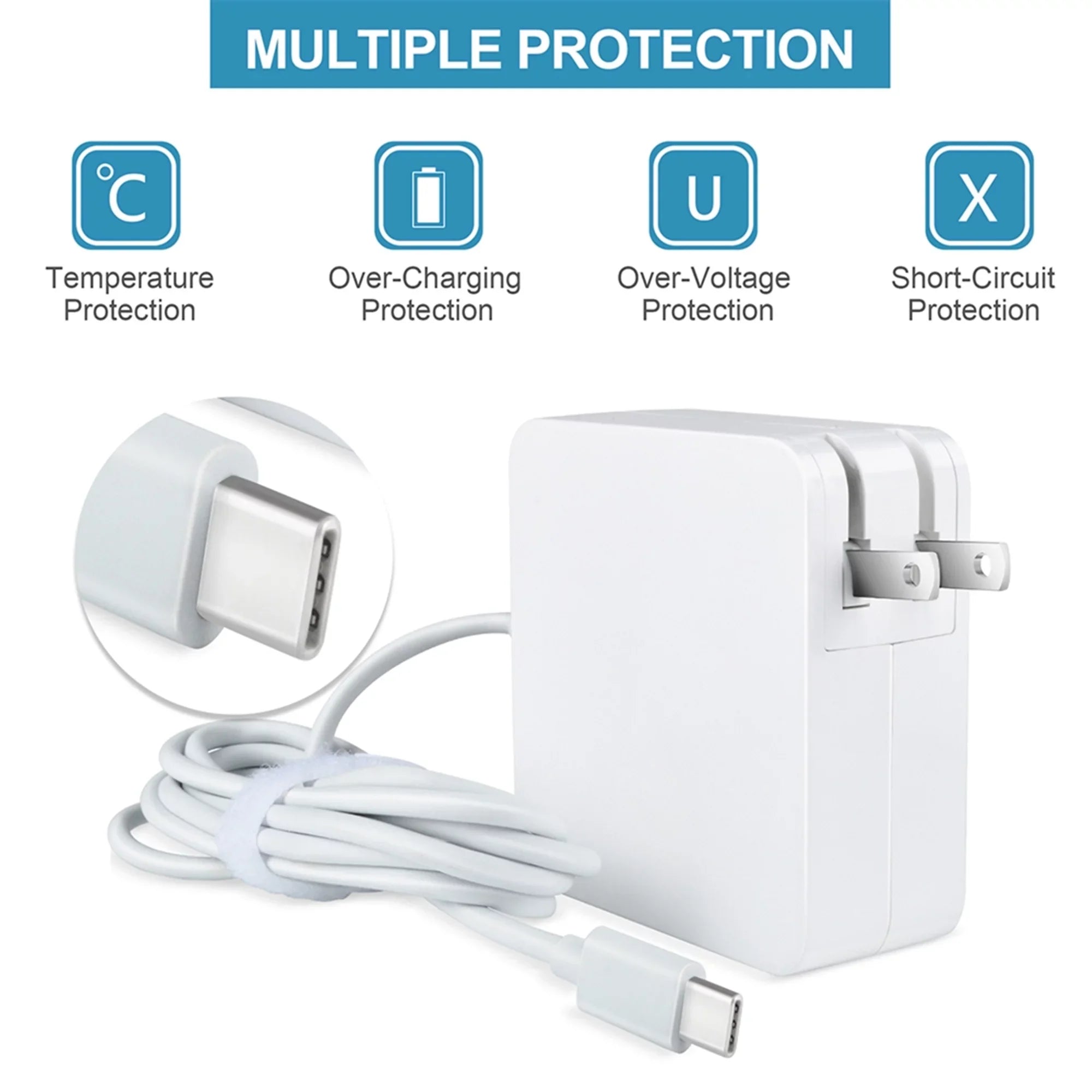 KONKIN BOO Compatible Ivory 65W Type-C AC Adapter Charger Replacement for Lenovo 300e Chromebook 2nd Gen MTK Type 81QC