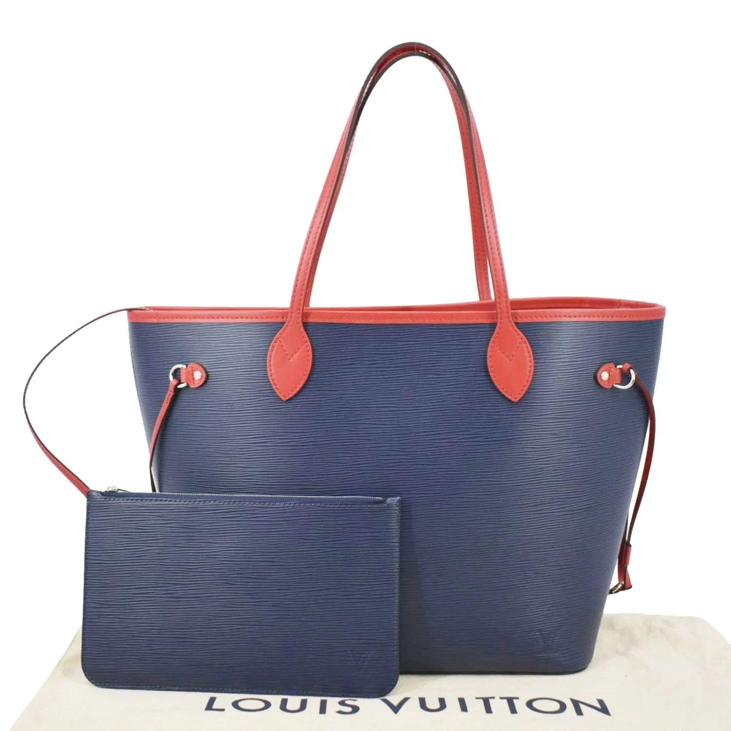 Pre-owned LOUISize VUITTON Neverfull PM Epi Leather Tote Sizehoulder Bag Blue