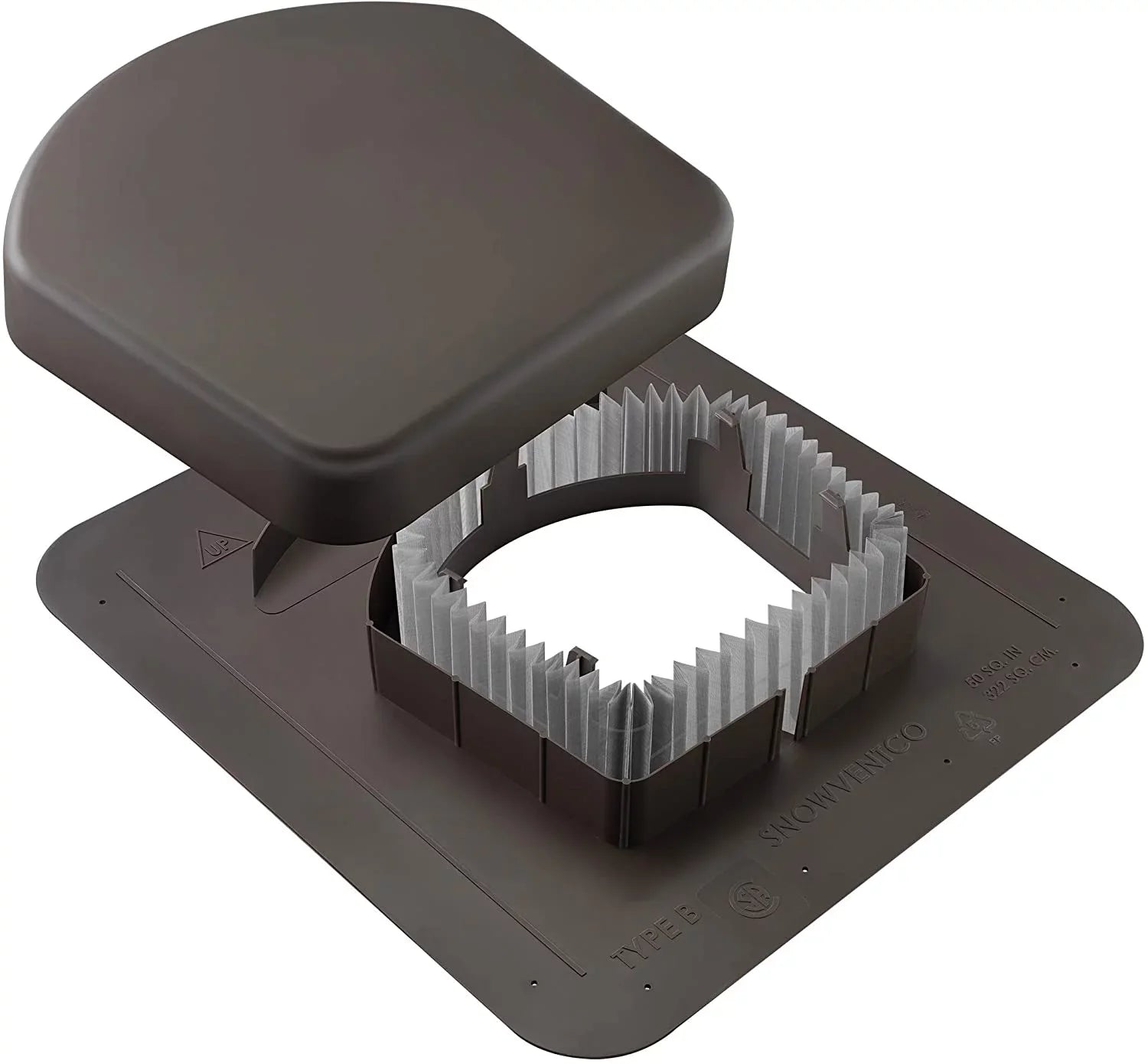 SizeNOWVENTCO Lower Roof Intake Vent, 50 sq. in. (Brown)