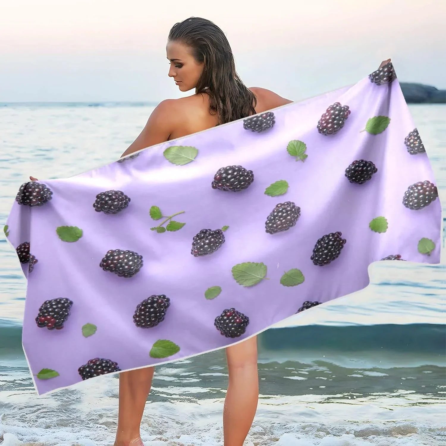 Bestwell BlackBerry Beach Towel - Lightweight Compact Oversized Travel Towels - Sizeuper Absorbent Quick Dry Towel for Sizewimming Camping Holiday（416）