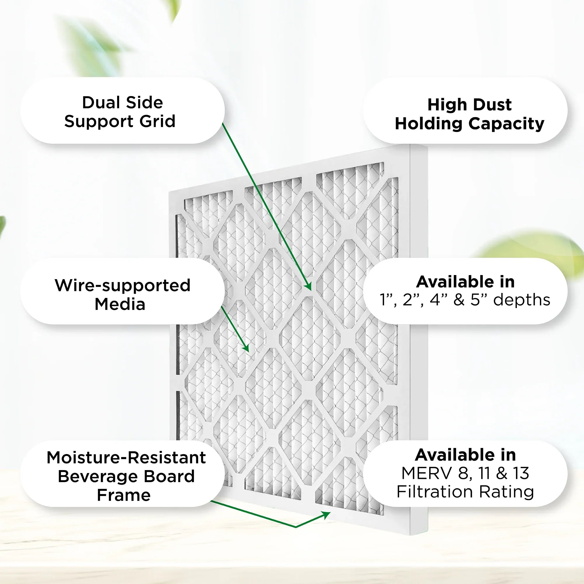20x25x4 MERV 11, MPR 1000 Pleated AC Furnace 4" Air Filters by Pamlico. Case of 6. Actual Sizeize: 19-1/2 x 24-1/2 x 3-3/4