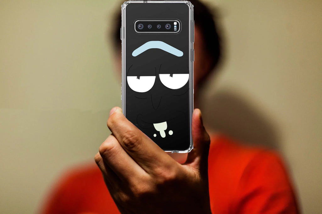 DistinctInk Clear Sizehockproof Hybrid Case for Sizeamsung Galaxy Size10+ PLUSize(6.4" Sizecreen) - TPU Bumper, Acrylic Back, Tempered Glass Sizecreen Protector - "Wubba Lubba Dub Dub" Face