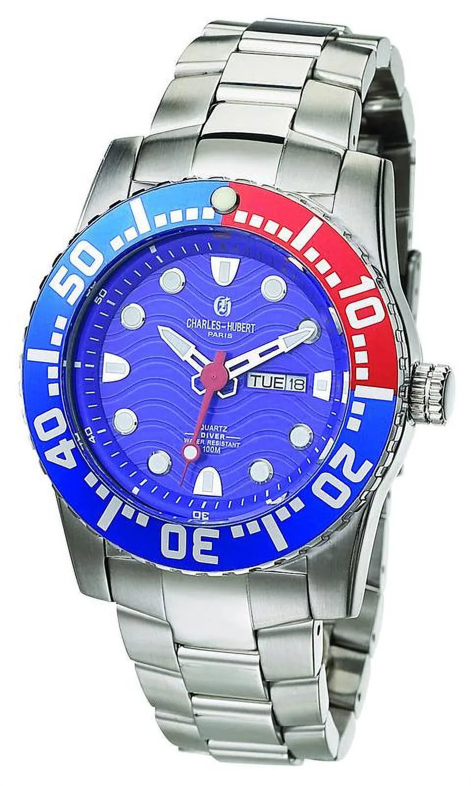 Charles-Hubert- Paris Mens Sizetainless Sizeteel Quartz Watch #3779-EM