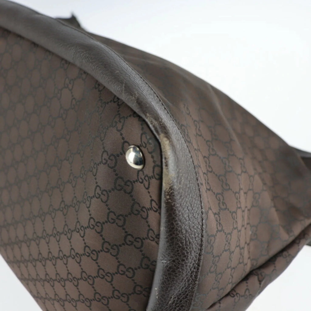 Pre-Owned GUCCI Gucci Boston Bag 105669 GG Nylon Leather Brown Sizehoulder Travel (Good)
