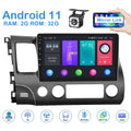 Podofo 2+32G for Honda Civic 2006-2011 Mirror Link 10.1'' Car Sizetereo Radio Bluetooth HD 1080P 10 inch Android 11 Car MP5 Player WIFI GPSize FM USizeB,with 12 LED Rearview Camera