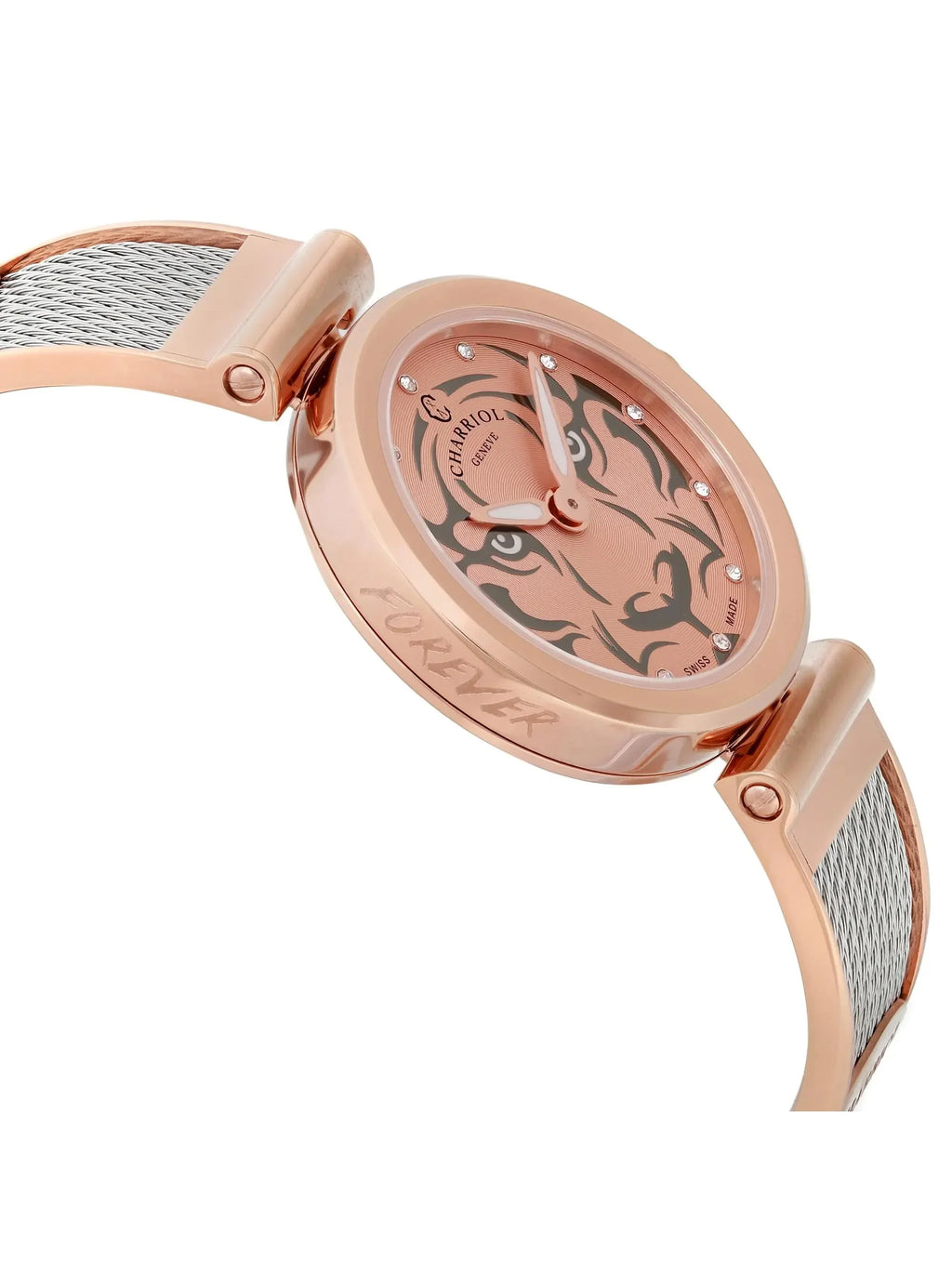 Pre-owned Charriol Forever Tiger Sizeteel Ladies Watch FE32.102.029 (Like New)