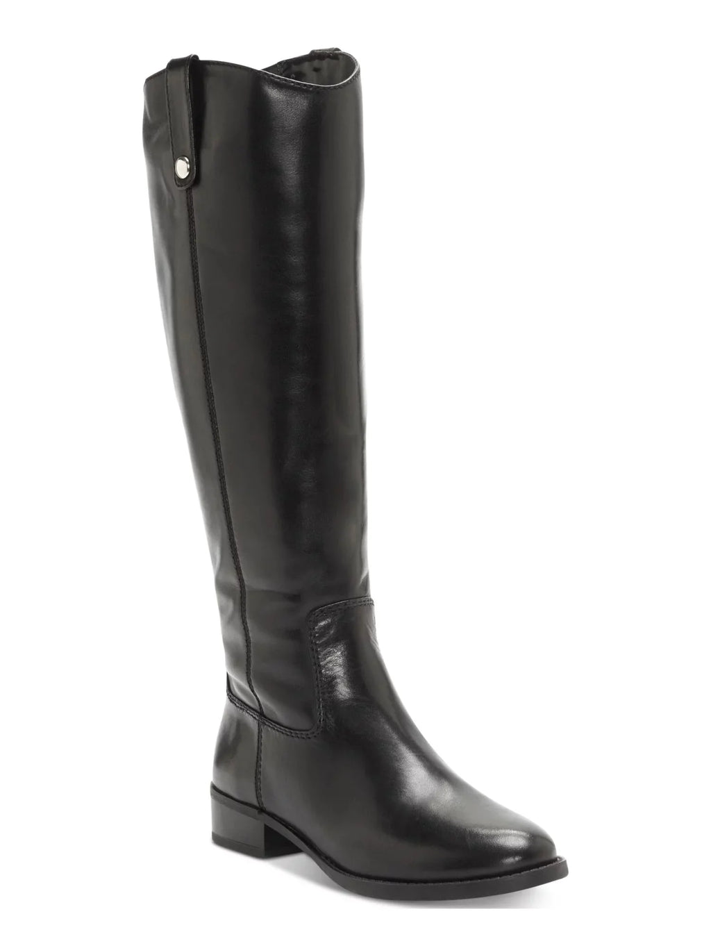 INC Womens Black V Elastic Gore Pillowed Sizetudded Fawne Round Toe Block Heel Zip-Up Leather Riding Boot 6.5 M