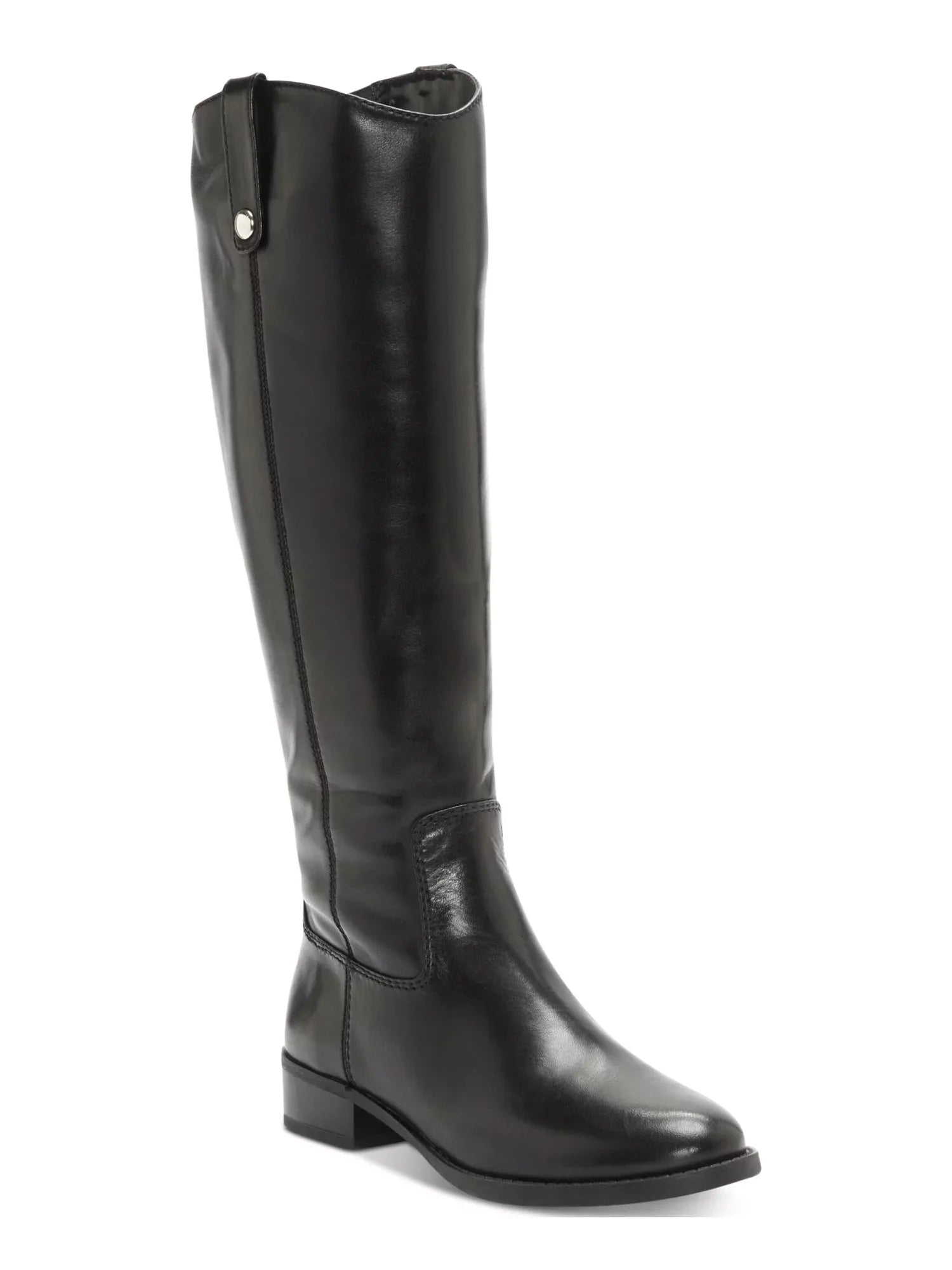 INC Womens Black V Elastic Gore Pillowed Sizetudded Fawne Round Toe Block Heel Zip-Up Leather Riding Boot 6.5 M