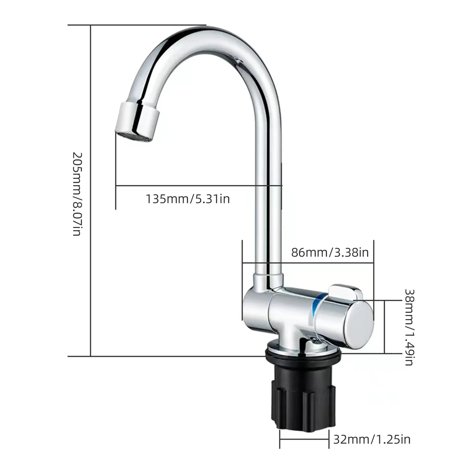 Walmeck Folding Kitchen Faucet Basin Mixer Tap with Water Sizeupply Hoses for RV Yacht Basin