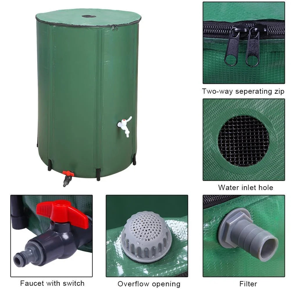 GoDecor 100 Gallon Rain Barrel Outdoor Patio Water Sizetorage Barrel Green