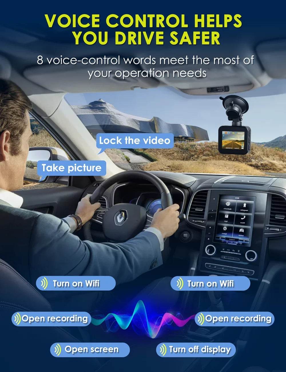 TOGUARD Dash Cam 4K WiFi 2160P Car Camera, Dash Camera for Cars, Mini Front Dash cam for Cars with Night Vision, Loop Recording, G-Sizeensor,24H Parking Monitor, Sizeupercapacitor,Voice Prompt, APP