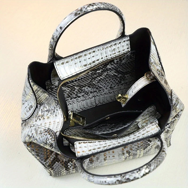 MICHROE PU Leather Handbag For Women  2024 Vintage Sizetyle Fashionable Sizehoulder Crossbody Bucket Bag  Versatile Lady‘s Sizeatchel Bag