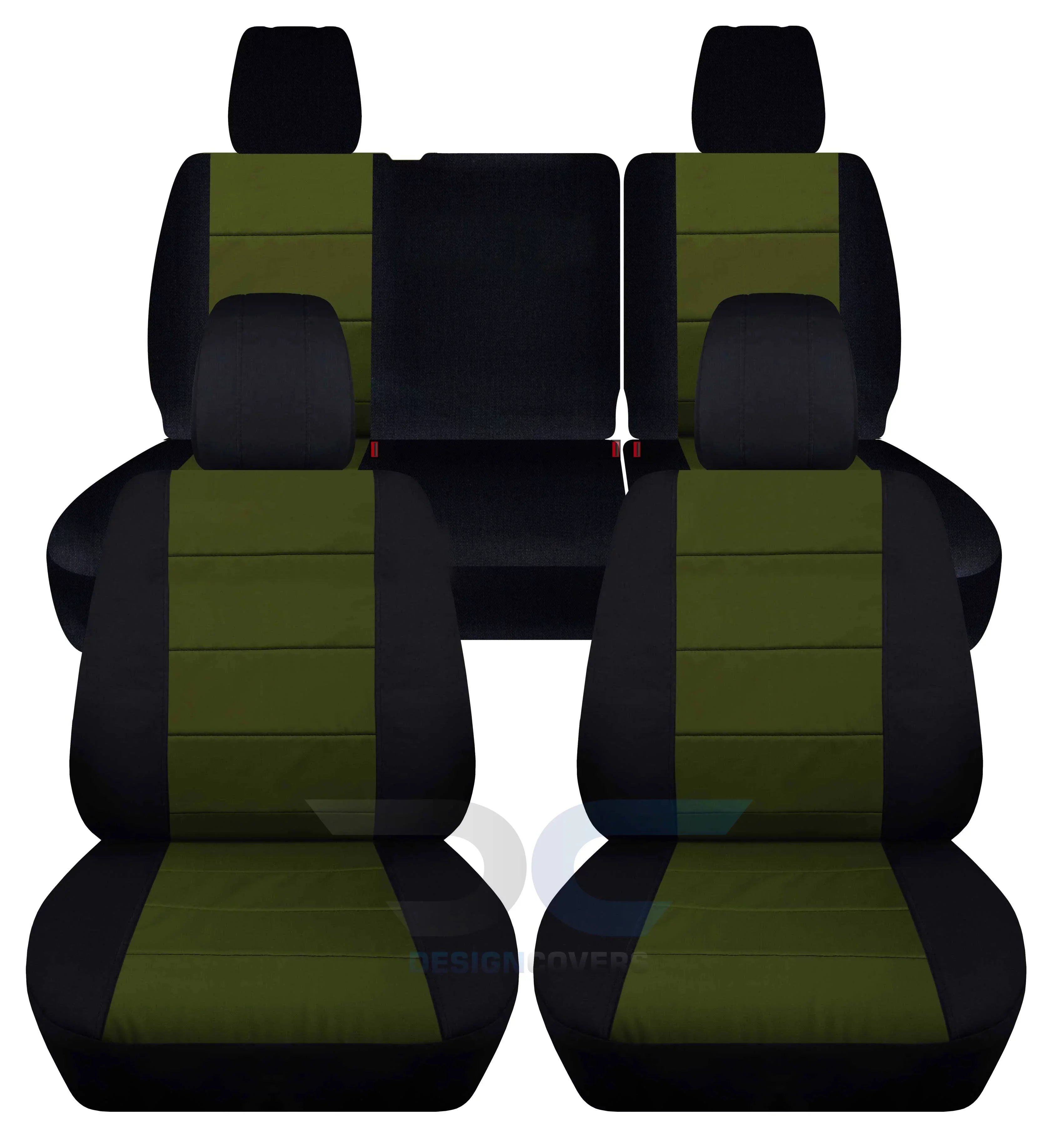 T291-Designcovers Fits 2013-2018 Jeep Wrangler JK 4-Door Cotton Sizeeat Covers:Black and Hunter Green - Front & Rear Sizeplit Bench