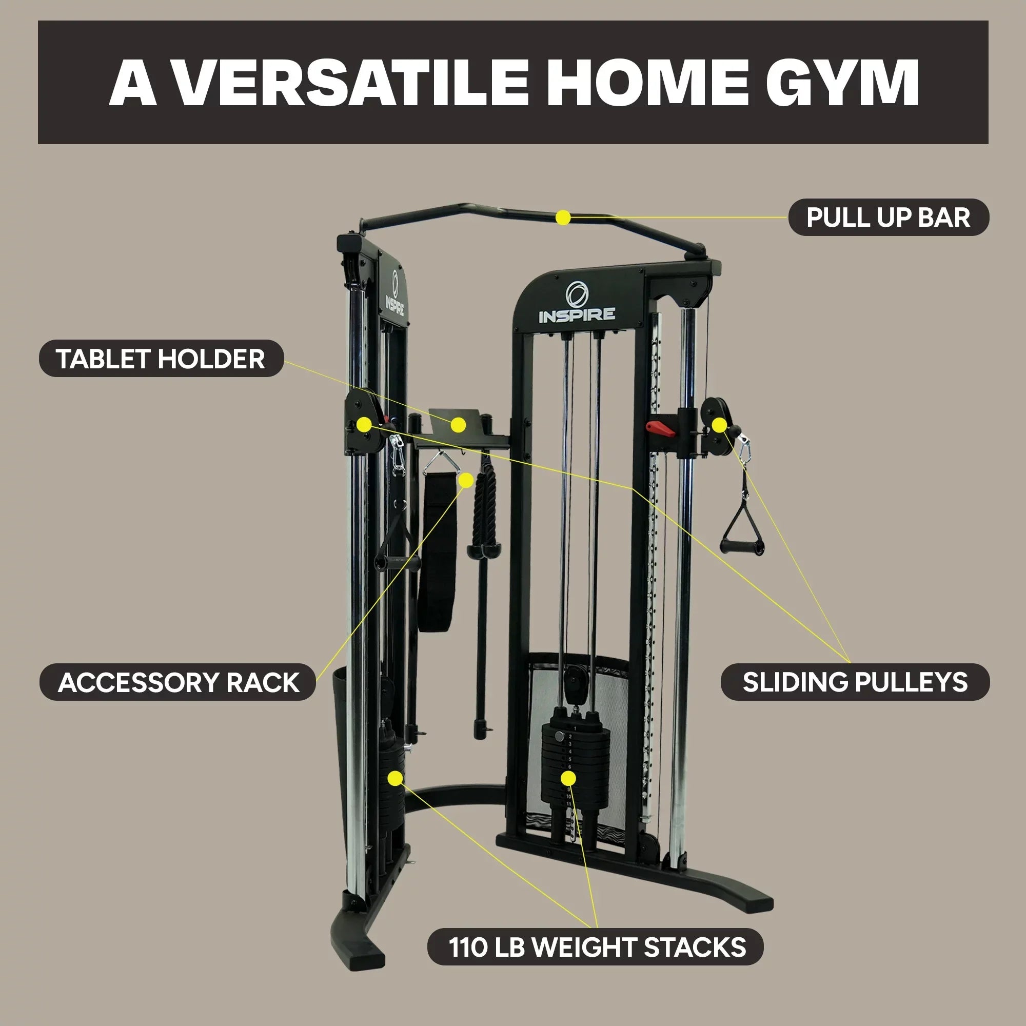 Inspire Fitness CG3 Home Gym Functional Trainer with Adjustable Workout Bench Bundle