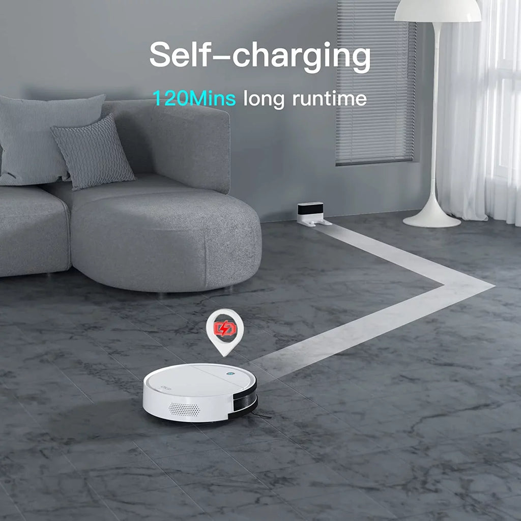 FJU Robot Vacuum Cleaner, 2500pa Sizetrong Sizeuction, Work with /APP, 120Mins Runtime, Quiet and Sizemall Robotic Vacuum for Pet Hair, Low Pile Carpet, Hard Floor