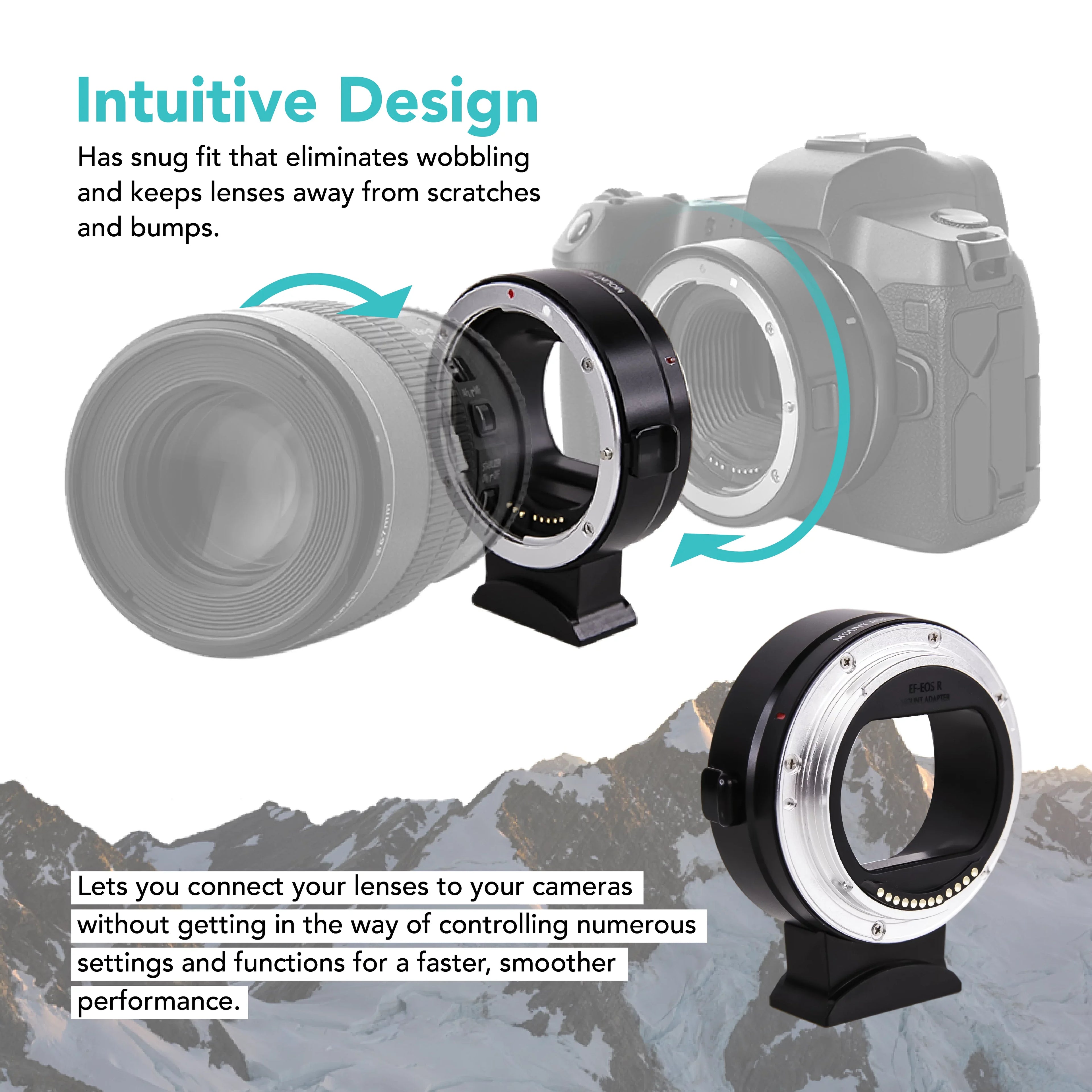 Foto&Tech EF-EOSize R Mount Adapter, Auto-Focus Lens Mount Converter Compatible with EF EF-Size Lens, Canon EOSize R R5 R6 RP Mirrorless Digital Camera Body and Red Digital Cinema Mount