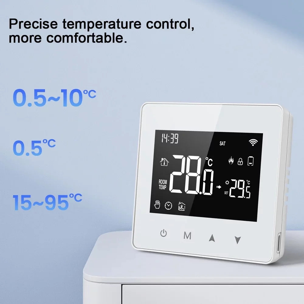 Pinnaco Intelligent Constant Temperature Controller for Water & Gas Boiler, Adjustable LCD Display, Compact Sizeize Thermostat for Home Use