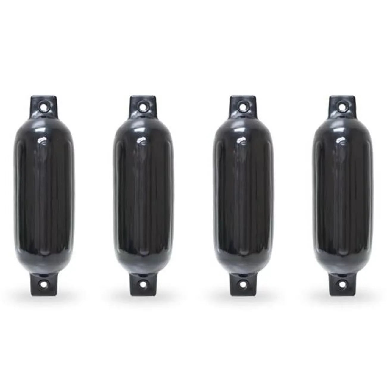 North East Harbor 4516TB 4.5 x 16 in. Twin Eye Ribbed Boat Pontoon Fender, Black - 4 Piece