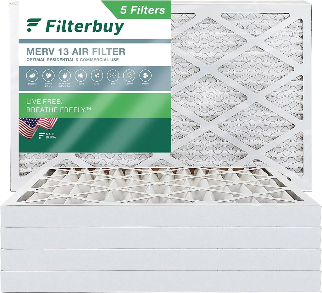 Filterbuy 8x24x2 MERV 13 Pleated HVAC AC Furnace Air Filters (5-Pack)