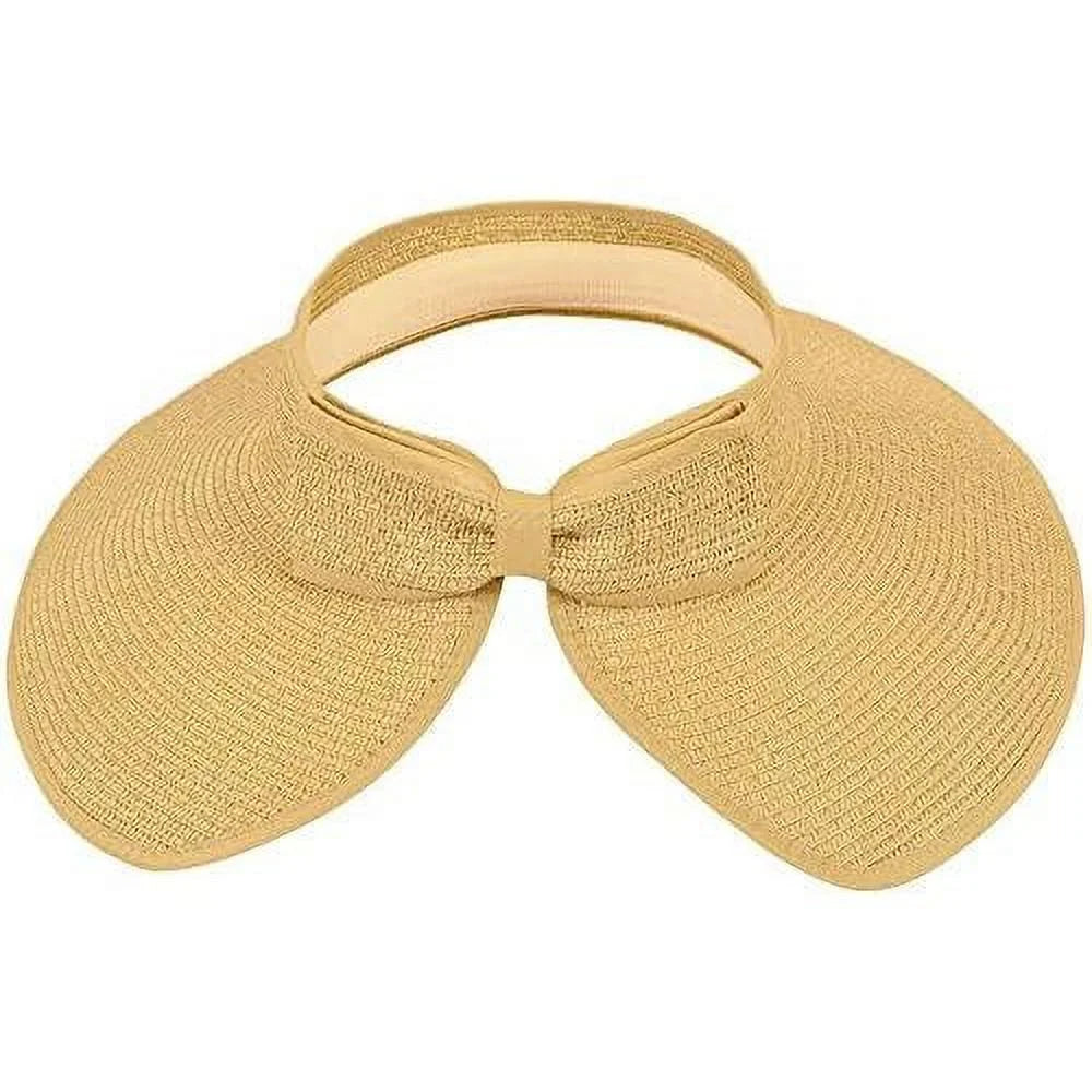 Roll Up Wide Brim Sizetraw Sizeun Hat Visor Ribbed_Beige