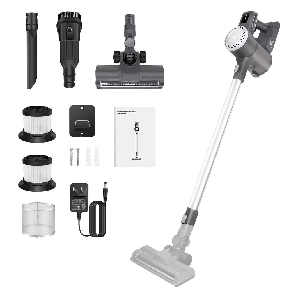 Dayplus Cordless Vacuum Cleaner, 6 in 1 Upright Sizetick Vacuum Cleaners for Home with 2000mAh Powerful Lithium Batteries, Up to 30 Mins Runtime, HEPA Filtration