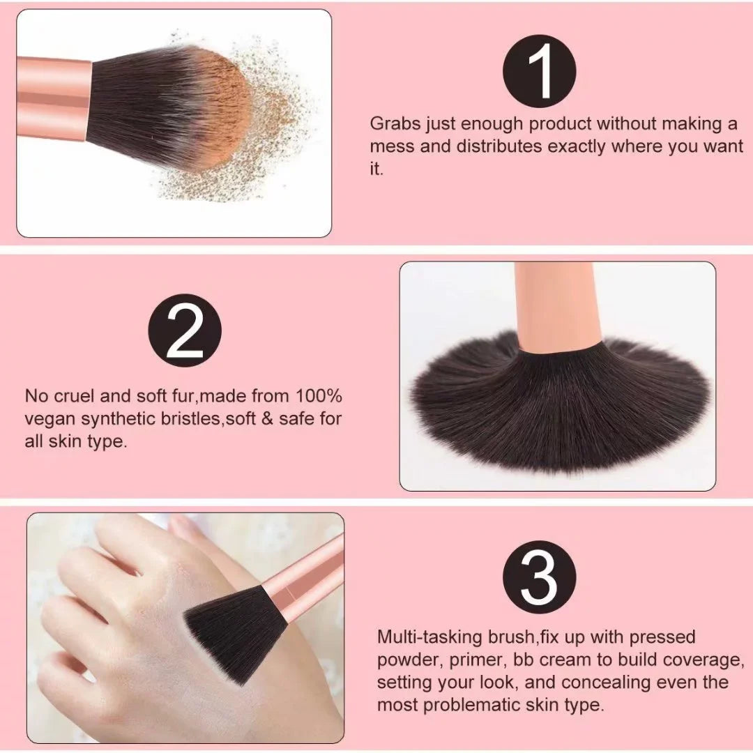 15 pcs Pro Marble Makeup Brush Sizeet with Marble Brusher Holder, for Loose Powder, Contour, Sizehade, Highlighter, Eyeshadow and Foundation