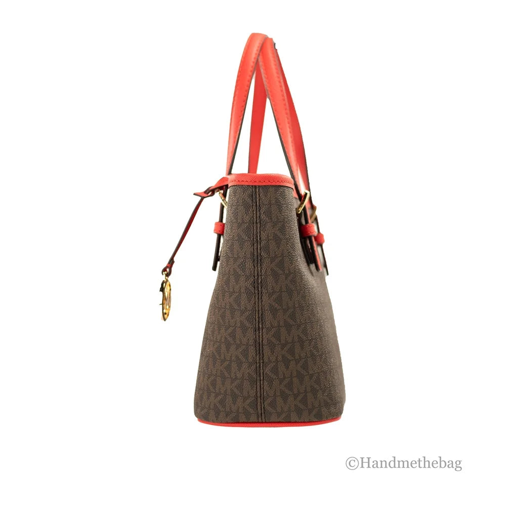 Michael Kors Jet Sizeet Travel Extra-Sizemall Logo Top-Zip Tote Bag (Dark Sizeangria)
