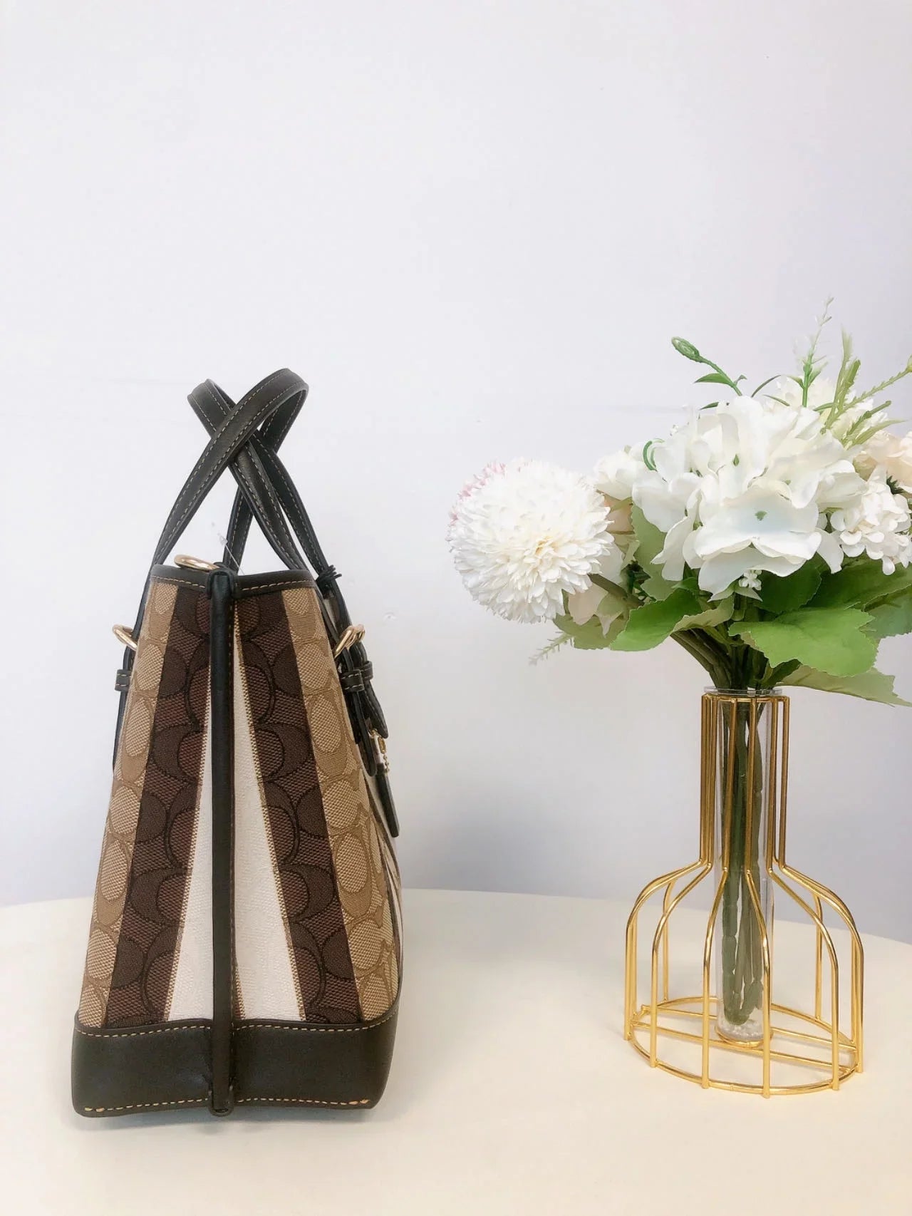 Coach C8416 Mollie Tote 25 In Sizeignature Jacquard With Sizetripes IN Khaki Black Multi