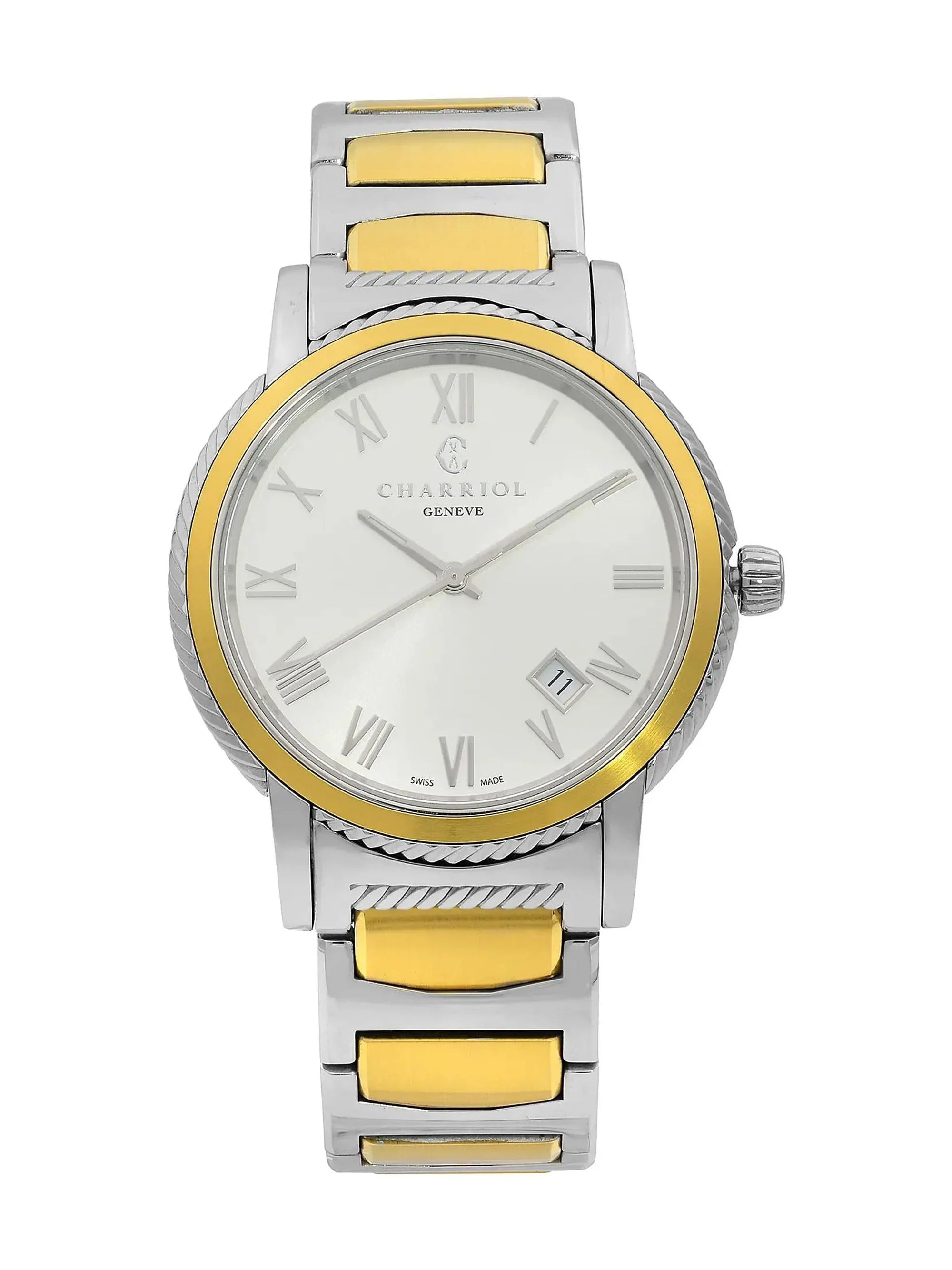 New Charriol Parisii 40mm Sizeteel Sizeilver Dial Quartz Men Watch P40SizeY2.931.001