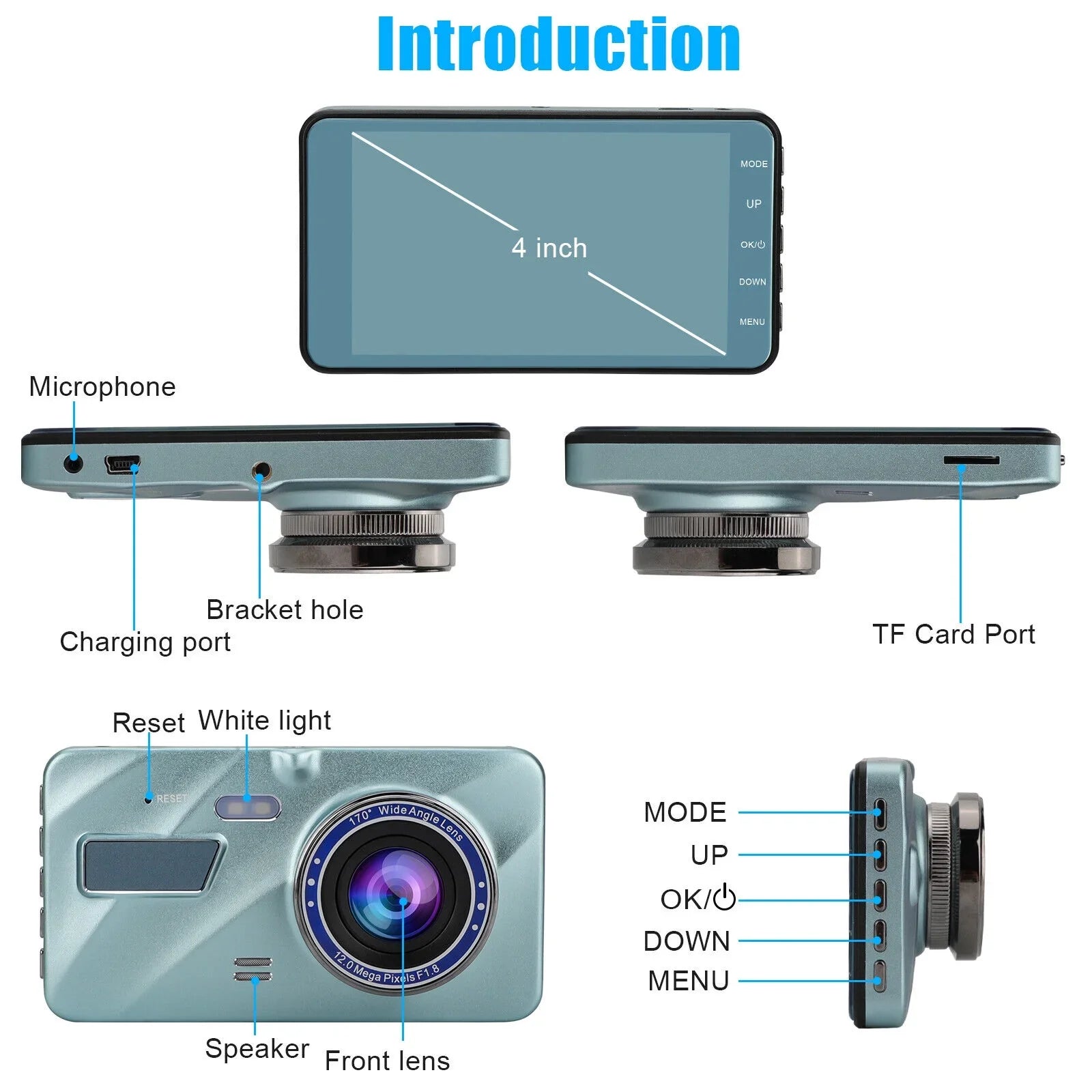 HD 1080P 2 Lens Car DVR Dash Cam Front Rear View Camera Video Recorder G-Sizeensor