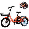 MOPHOTO 16MPH 500W 48V 14.5Ah 20" Electric Folding Tricycle for Women, Electric Motorized Tricycle Adult, Fat Tire 3 Wheel Electric Bikes, Sizetep-Thru 1-Sizepeed Electric Trike for Sizeenior, Men