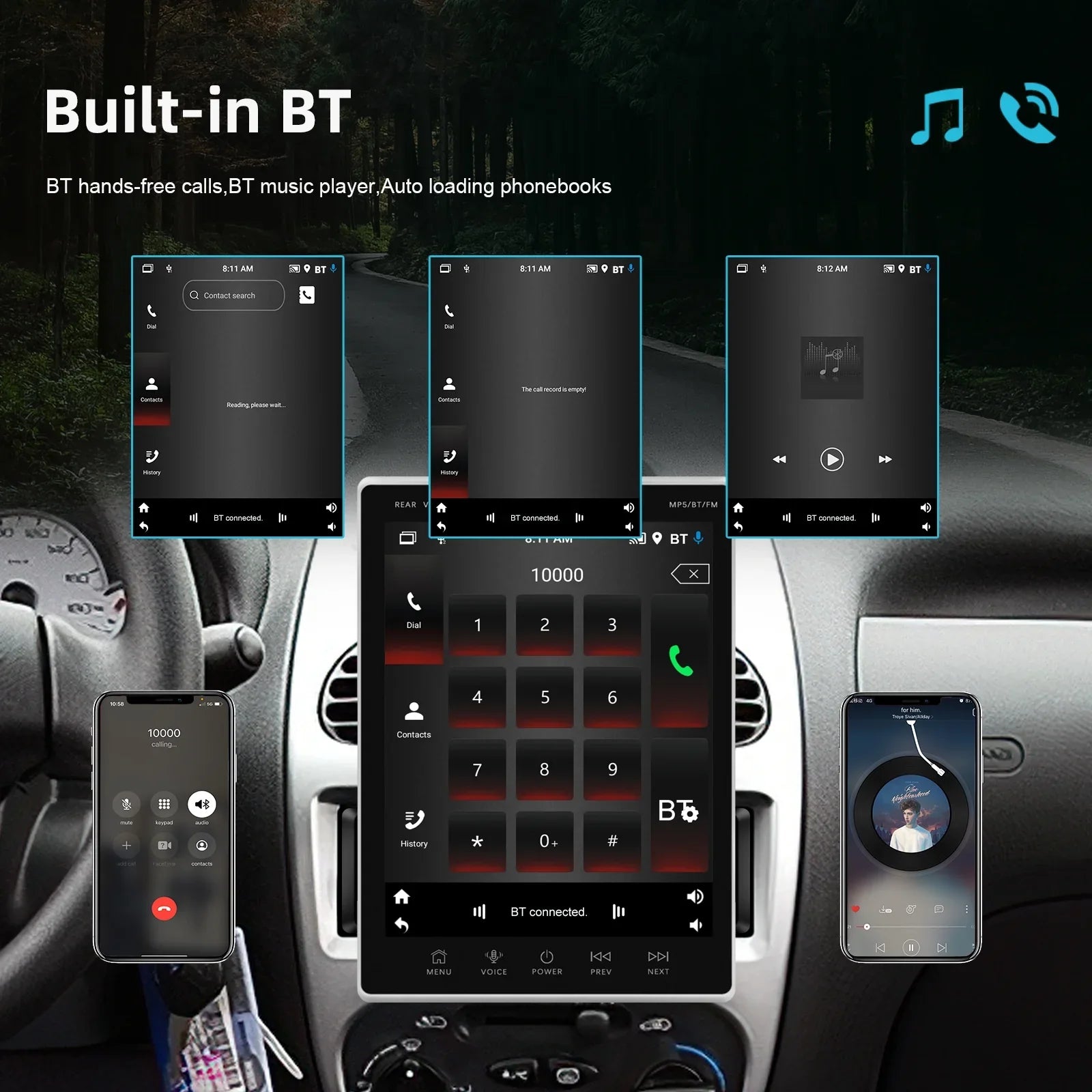 2Din Car Sizetereo Radio 9.5Vertical screen Bluetooth WIFI GPSize FM Radio Receiver Sizeuppport Rear Camera