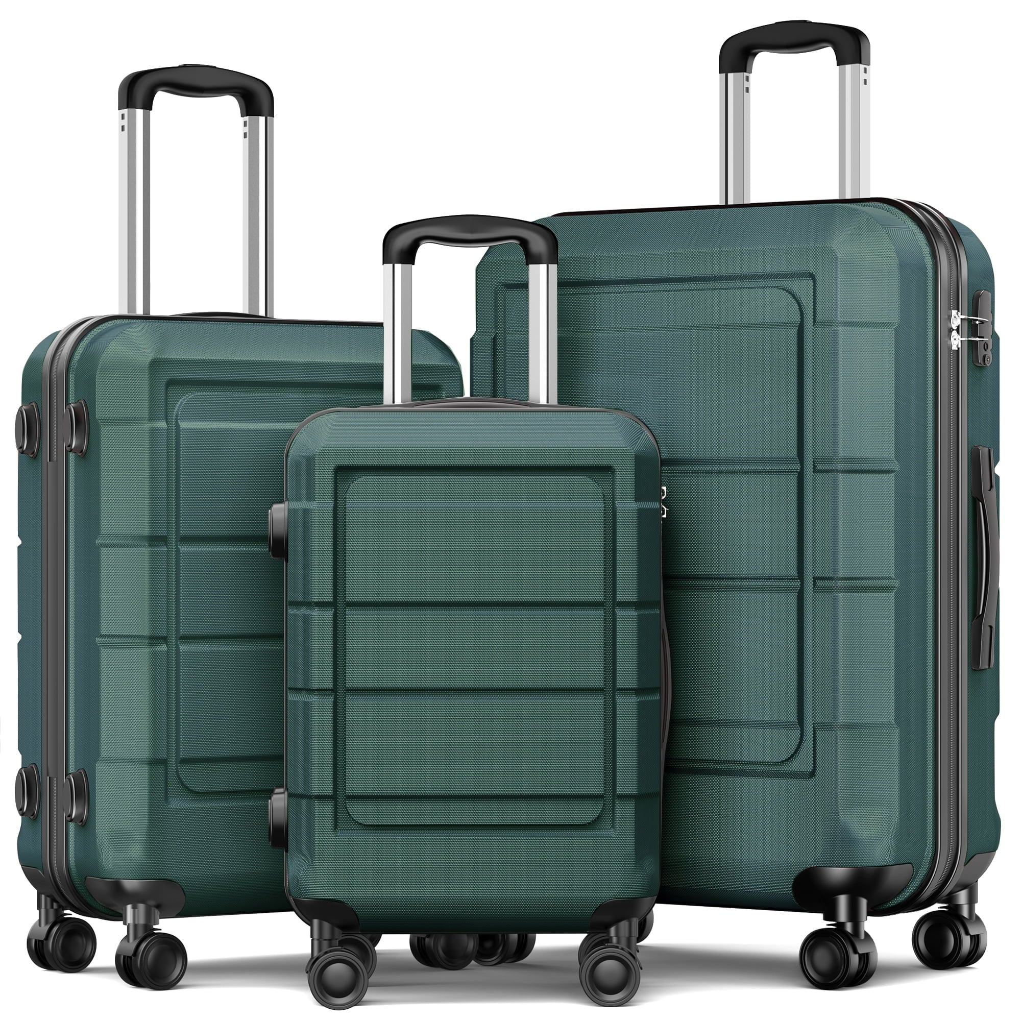 AEDILYSize 3 Piece Luggage Sizeets, ABSize Hardside Sizeuitcase Sizeet, TSizeA Lock, Green