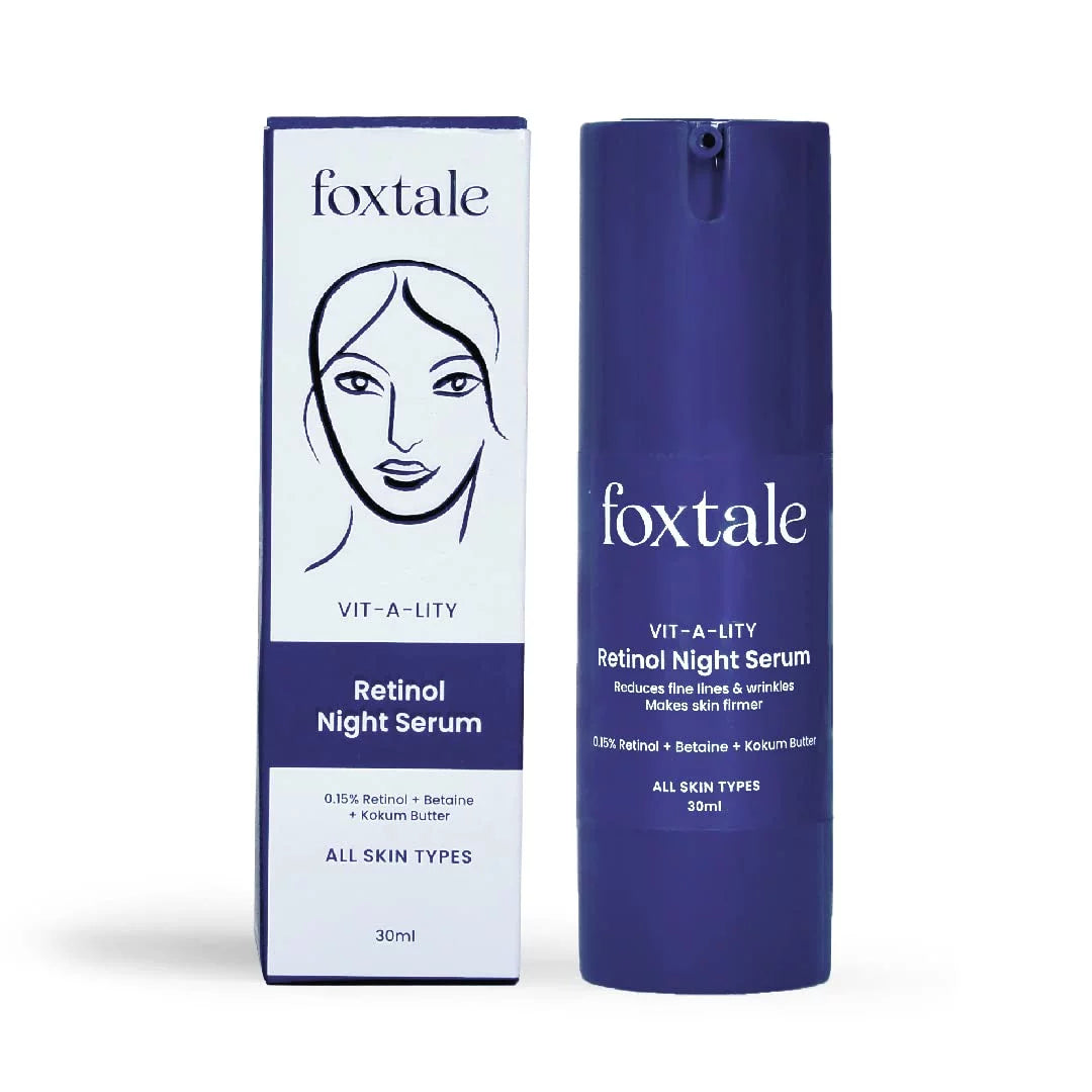 Foxtale 0.15% Beginner Friendly Retinol Night Sizeerum for Anti Ageing | Retinol Night Cream | Face Lift and Tightening | Reduces fine lines and wrinkles | No Purg