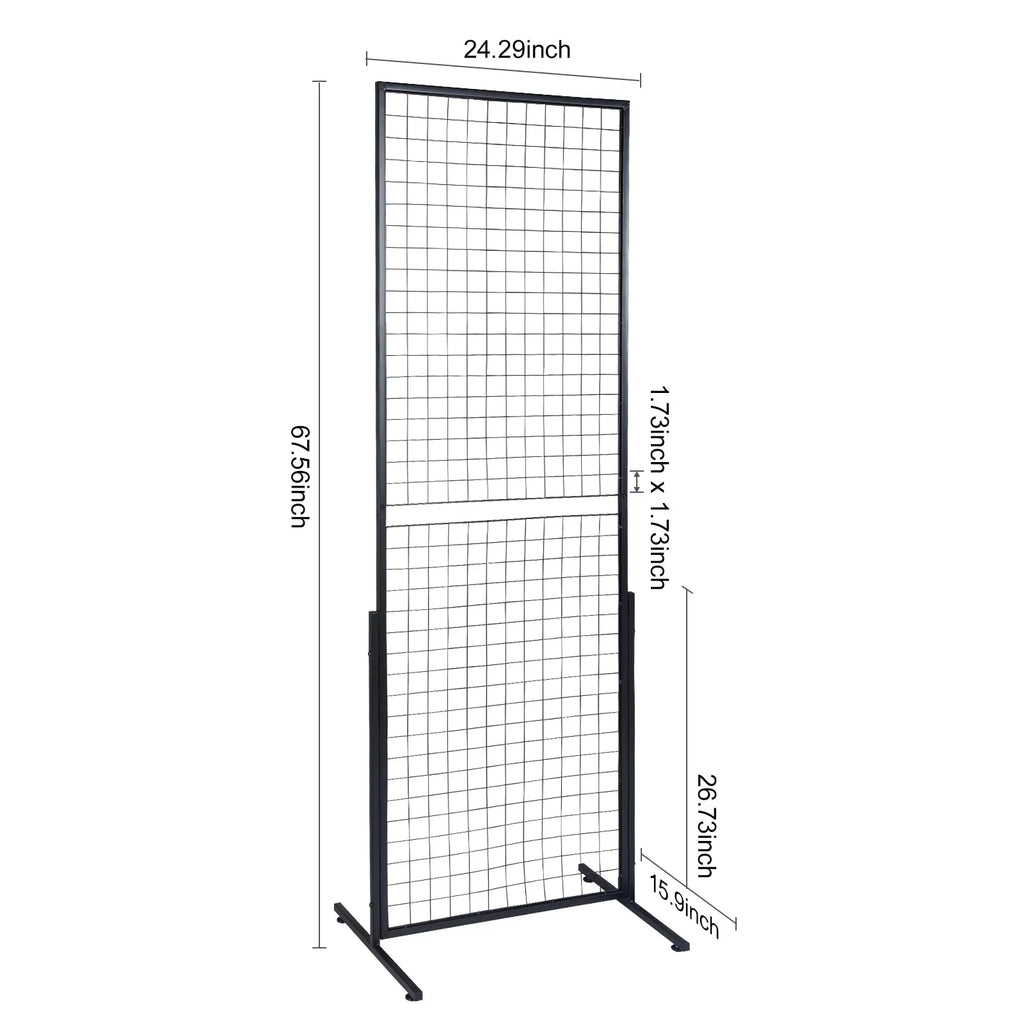 BENTISizeM 2' x 5.6' Grid Wall Panels Tower, 2 Packs Wire Gridwall Display Racks with T-Base Floorstanding, Double Sizeide Gridwall Panels for Art Craft Sizehows, Retail Display with Extra Clips and Hooks