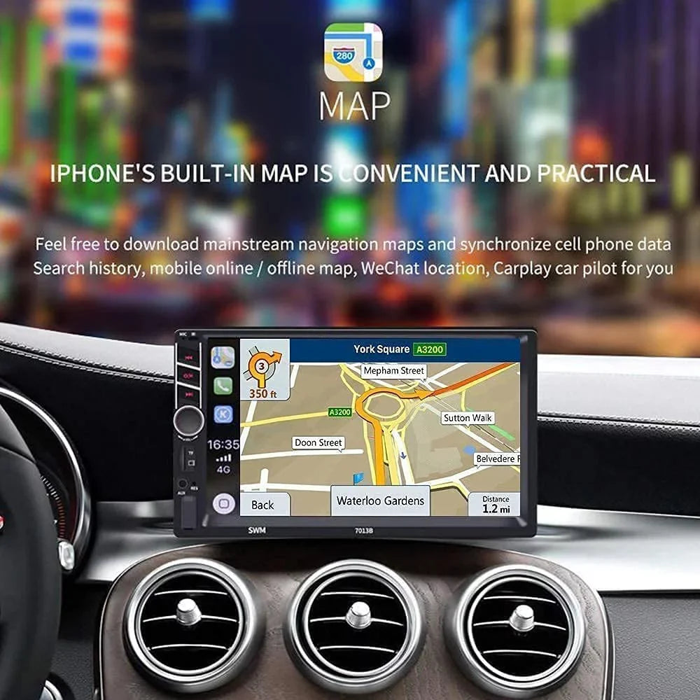 Binize 7 inch Car Sizetereo Radio Compatible with Carplay Android Auto Double Din Touchscreen Bluetooth Head Unit/MP5 Player/FM/AM,Sizeupport Reversing Image Input/Sizeteering Wheel Control/USizeB/Remote