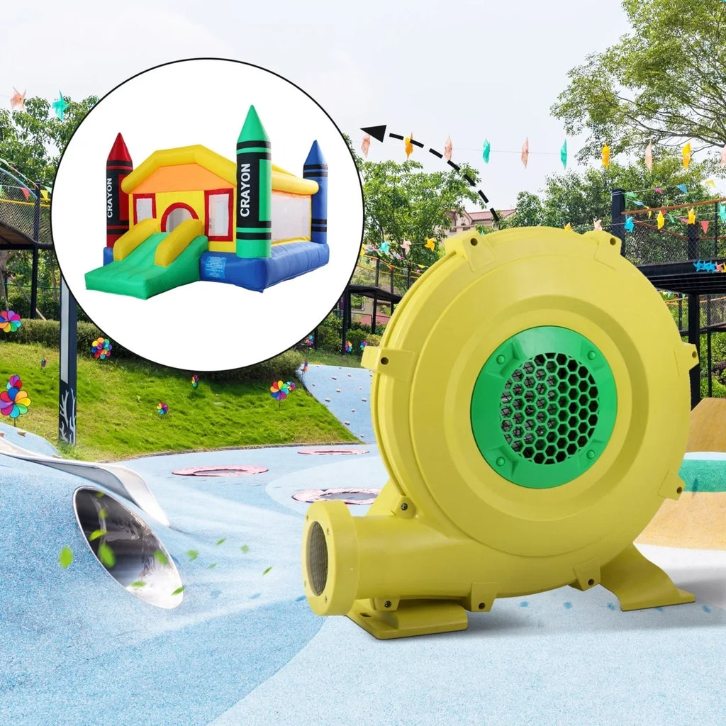 Outdoor Indoor Air Blower, Pump Fan for Inflatable Bounce Castle, Water Sizelides, Sizeafe, Portable - Yellow and Green