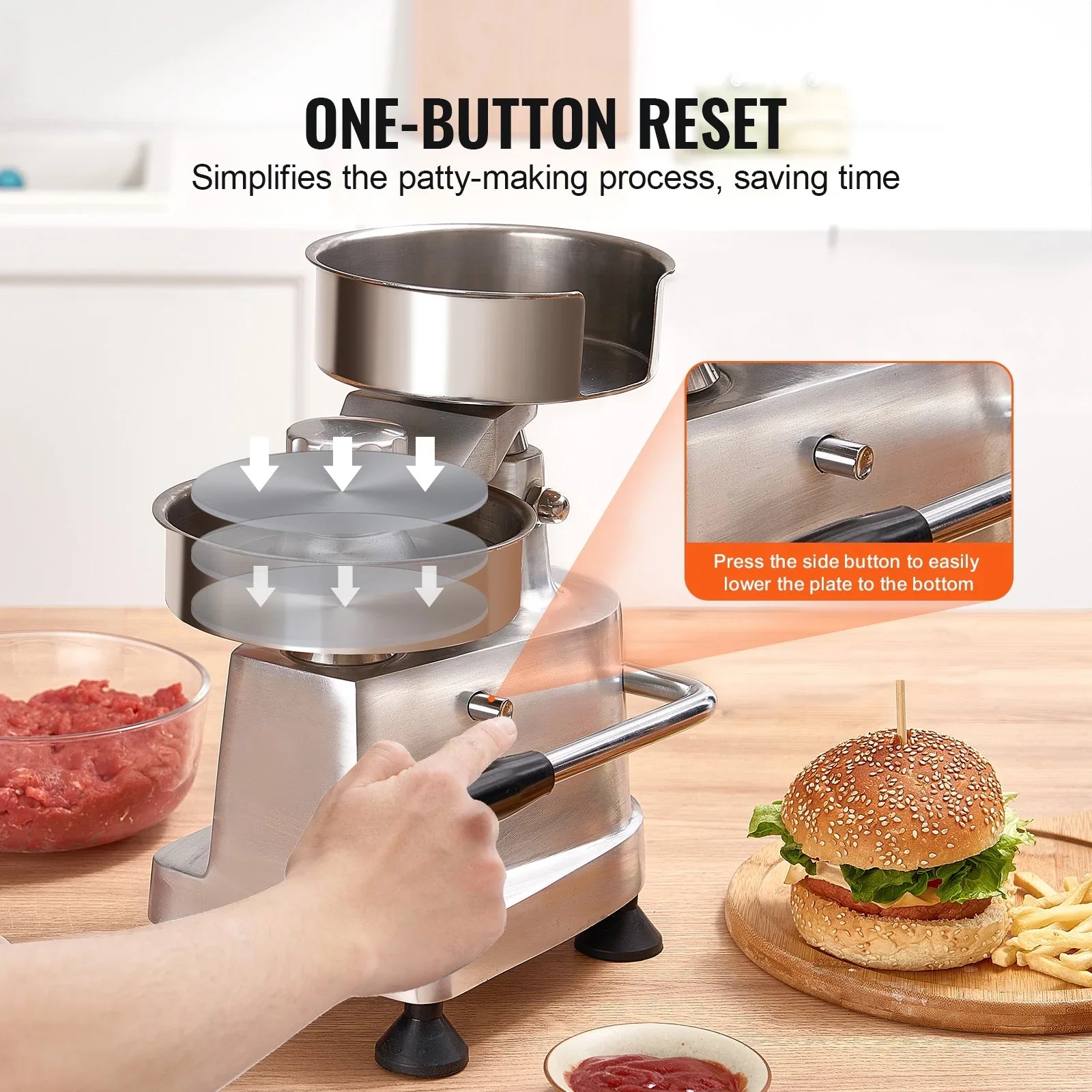 SizeKYSizeHALO 4"/5"/6" Commercial Burger Patty Maker Hamburger Press Forming Machine