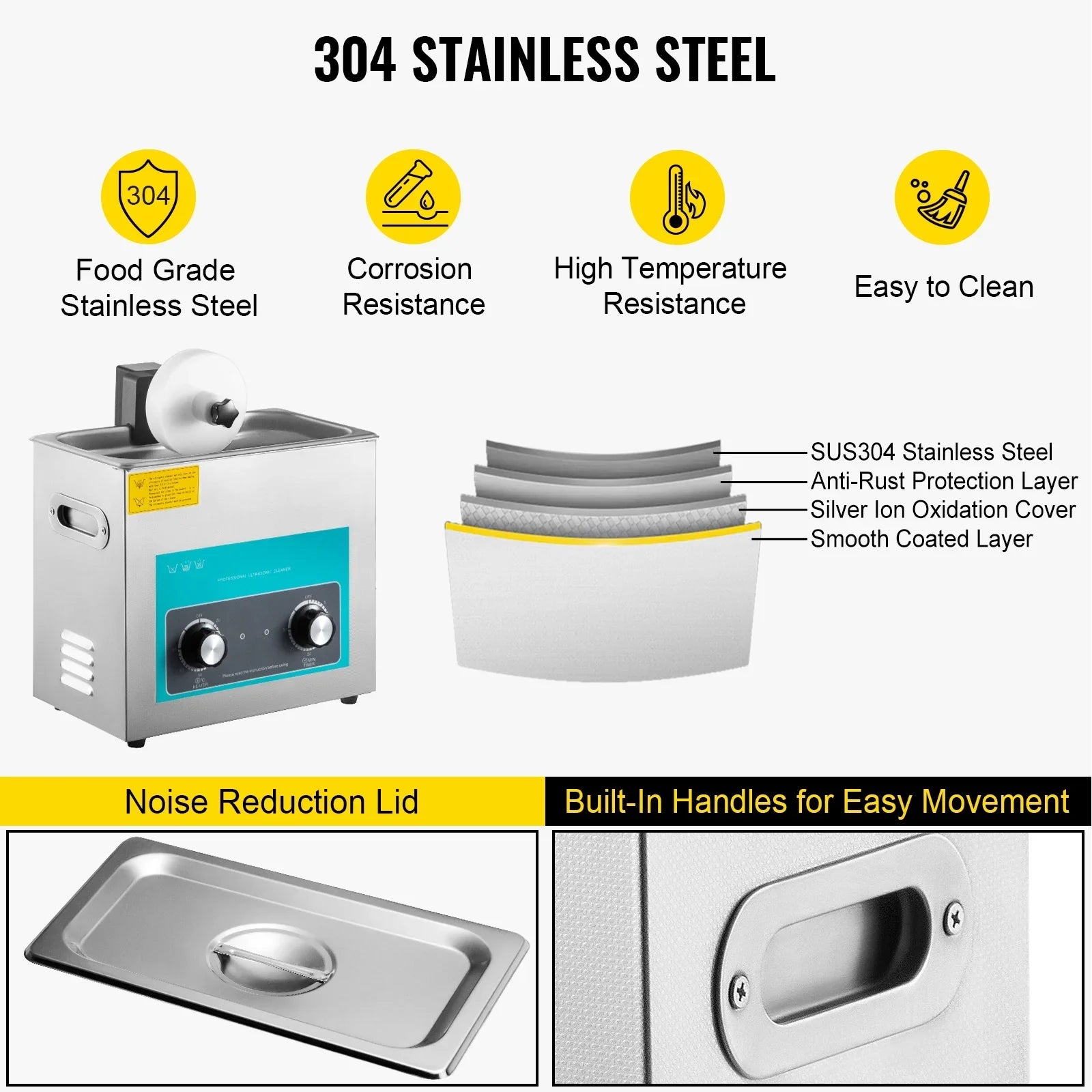 BENTISizeM Ultrasonic Vinyl Record Cleaner Vinyl Ultrasonic Cleaning Machine 6L Knob