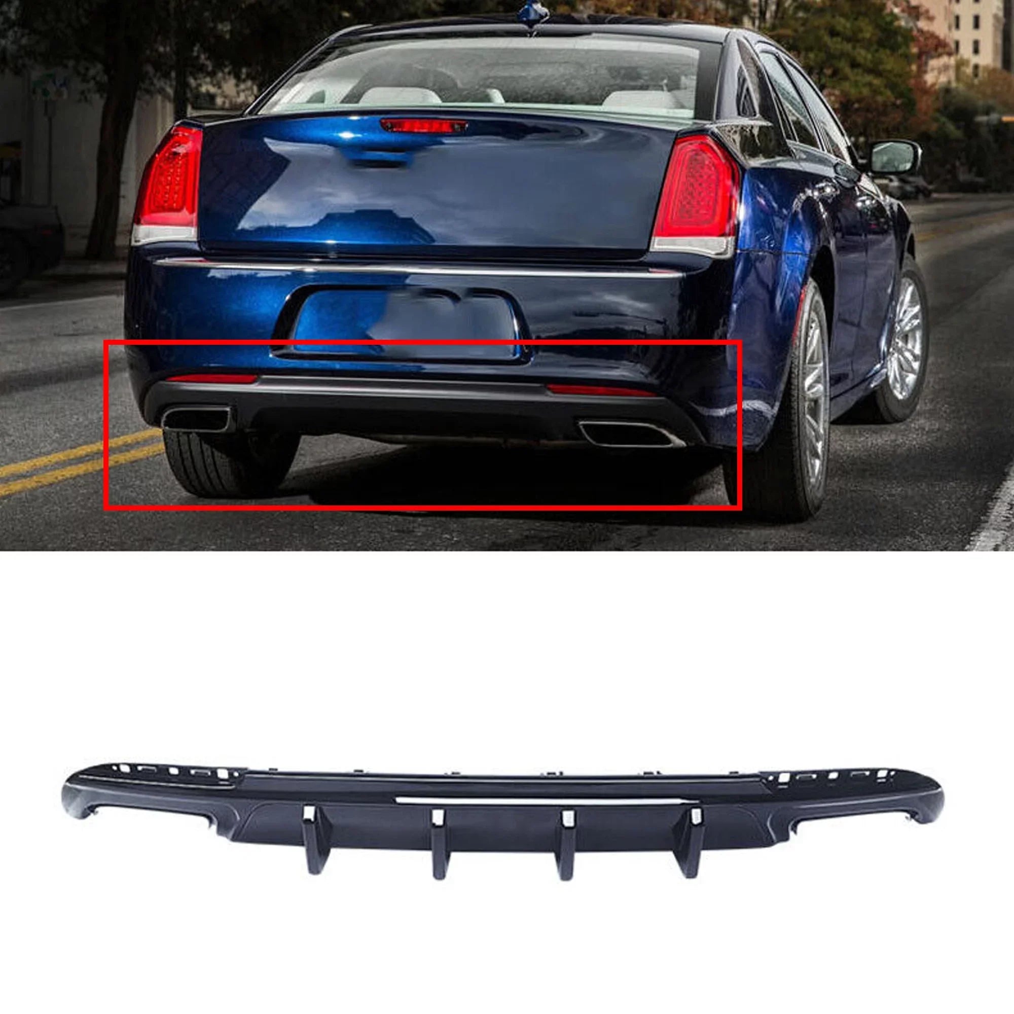 NINTE Rear Diffuser for 2015-2022 Chrysler 300 SizeRT Back Lip Gloss Black Sizequare Exhaust