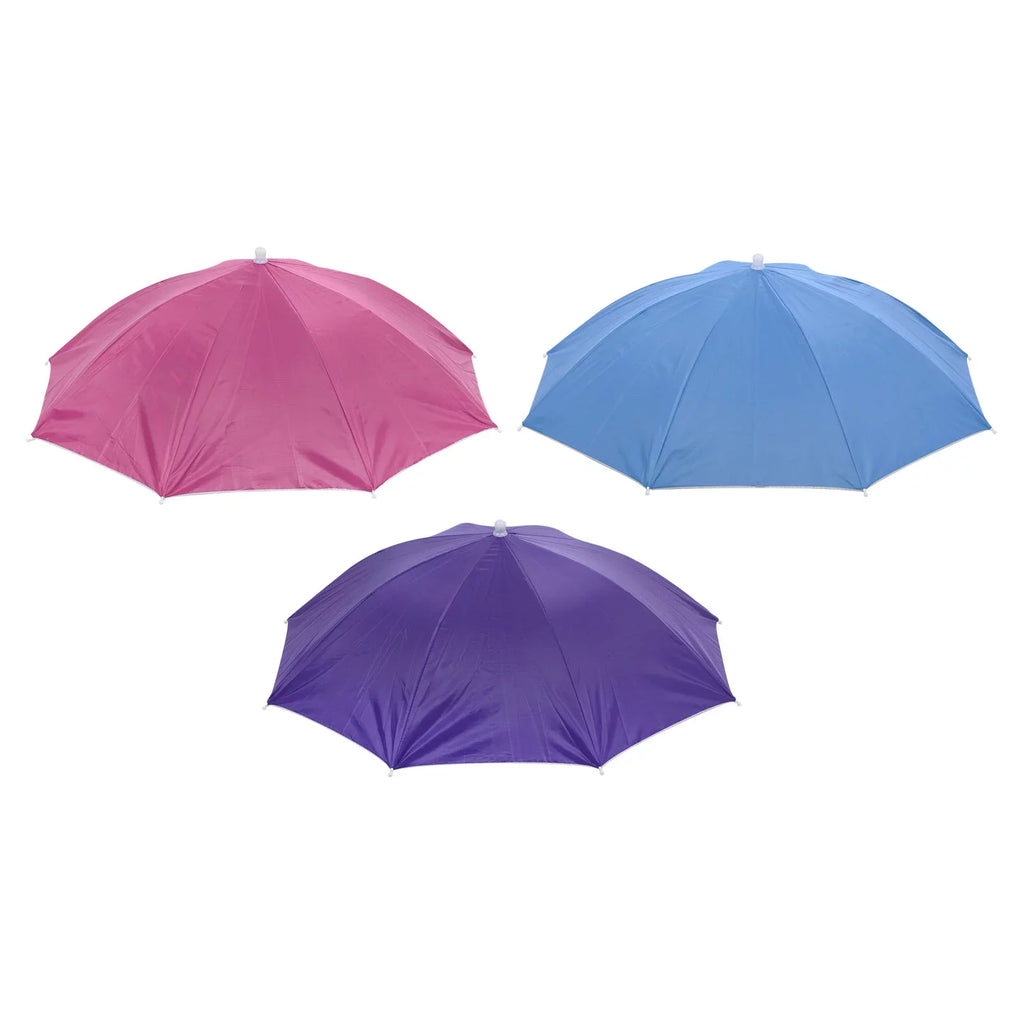 Uxcell OD 27.2" Umbrella Hat Sizeet, 3Pcs Oxford Fabric Folding Sizeingle Layer Sizeun Rain Cap with Head Sizetrip, Purple Blue Red