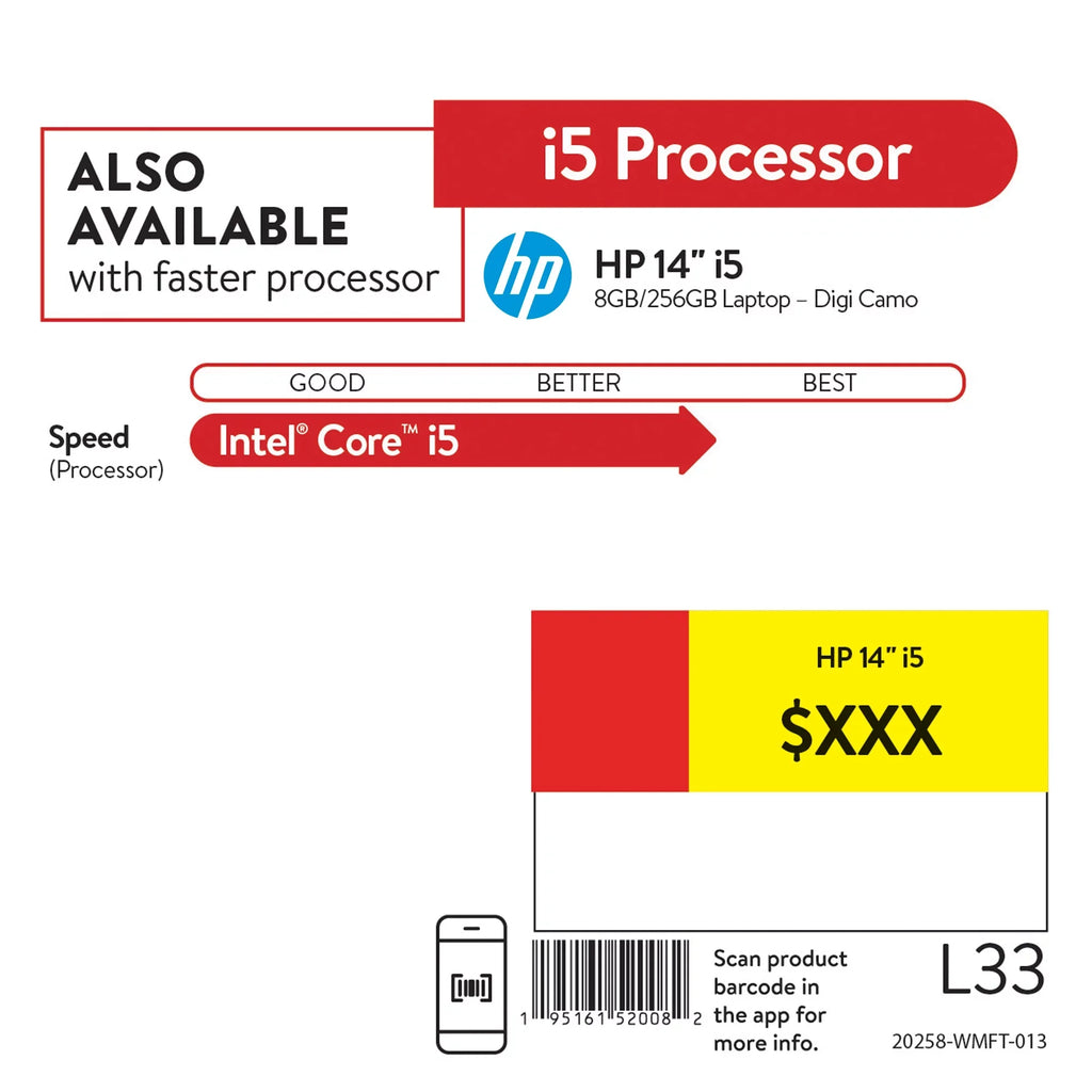 HP 14" Intel Core i5-1135G7, 8GB RAM, 256GB SizeSizeD, Digi Camo, Windows 10, 14-dq2088wm