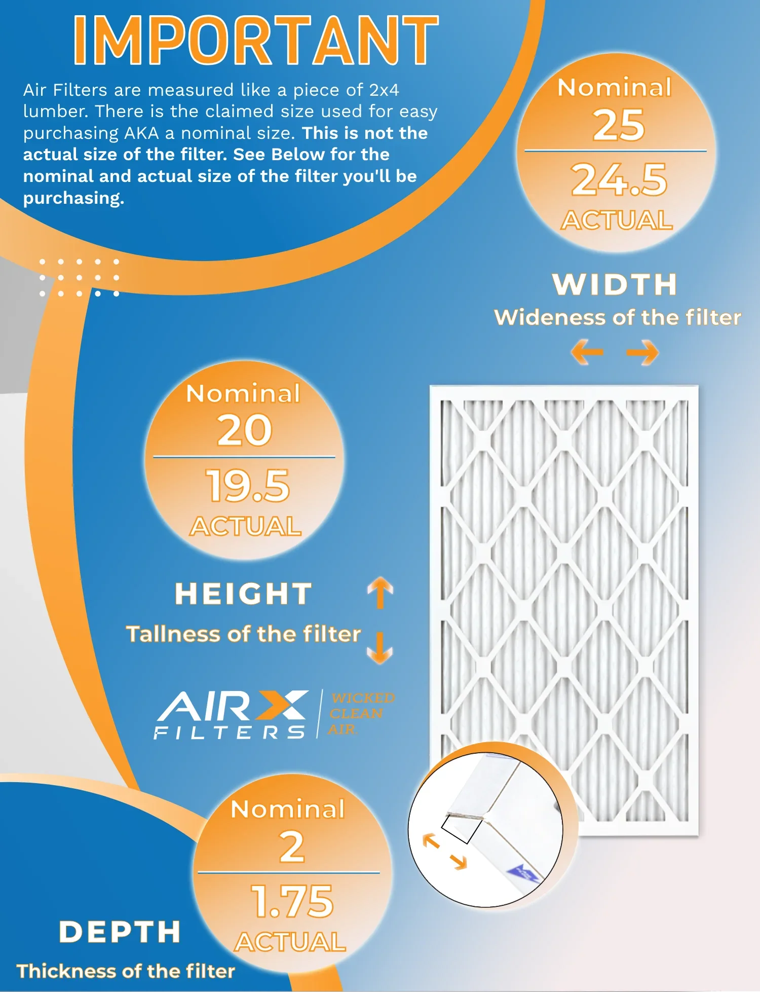 20x25x2 Air Filter MERV 8 Rating, 12 Pack of Furnace Filters Comparable to MPR 700 & FPR 5 - Made in USizeA by AIRX FILTERSize WICKED CLEAN AIR.