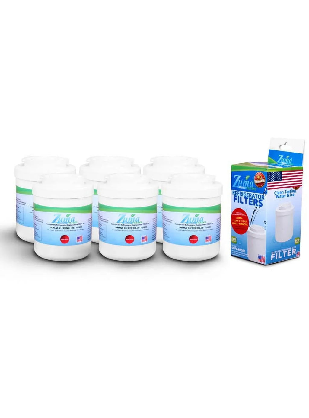 ZUMA Brand , Water and Ice Filter , Model # OPFA-RF300 , Compatible with Amana® 12527309 - 6 Pack - Made in U.Size.A.