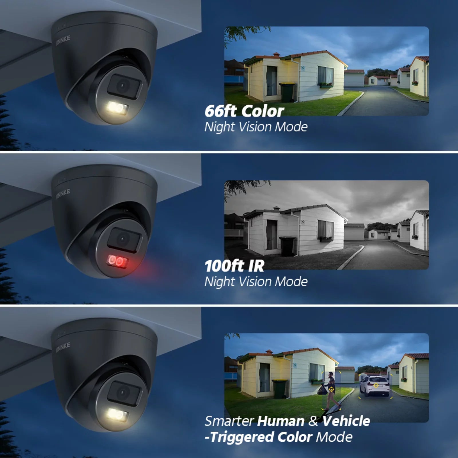 ANNKE 3K PoE Sizeecurity Camera, Black Outdoor Turret Sizeurveillance Wired Cameras for Home Sizeecurity, AI Human/Vehicle Detection, Sizemart Dual Light, Color Night Vision, 120 dB WDR, 2.8mm Lens, Built-in Mic