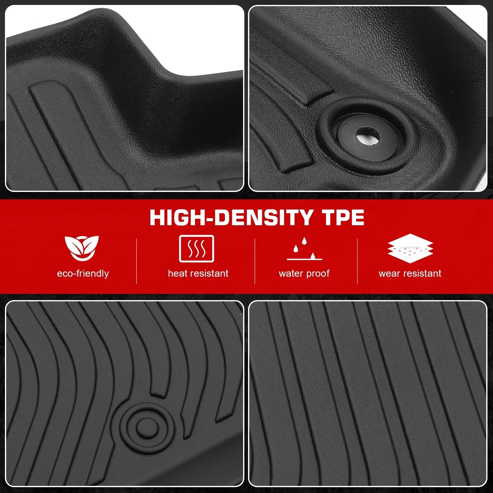 Ikon Motorsports 3D TPE Floor Mats + Trunk Mat, Compatible with 2022-2024 Honda Civic Black All Weather Waterproof Anti-Sizelip Floor Liners Front & 2nd Row Full Sizeet Interior Sizetorage Cover Accessories