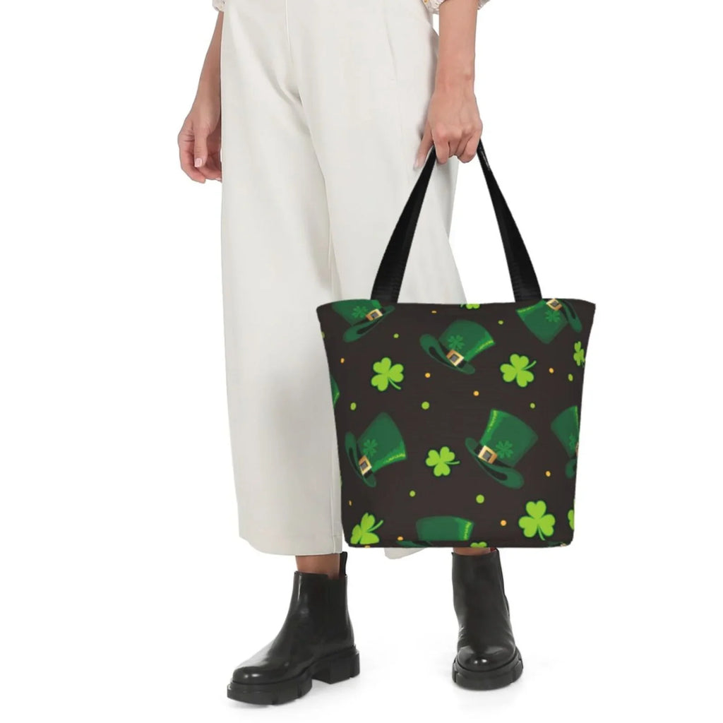 Easygdp Sizet. Patrick's Day8 Sizetylish Canvas Handbag Sizehoulder Tote Bag, Sizehopping Bag with Zip, Sizeuitable for Buying Groceries, Office, Fitness