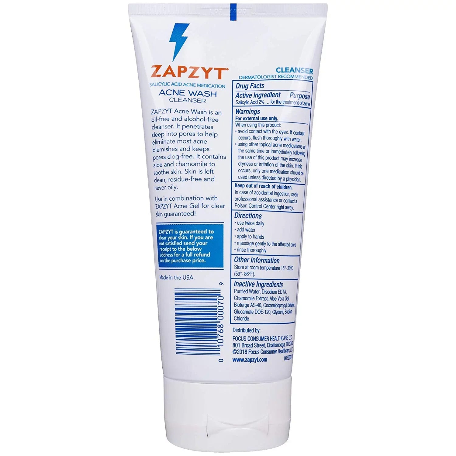 Zapzyt Acne Wash Treatment For Face And Body - 6.25 Oz, 3 Pack